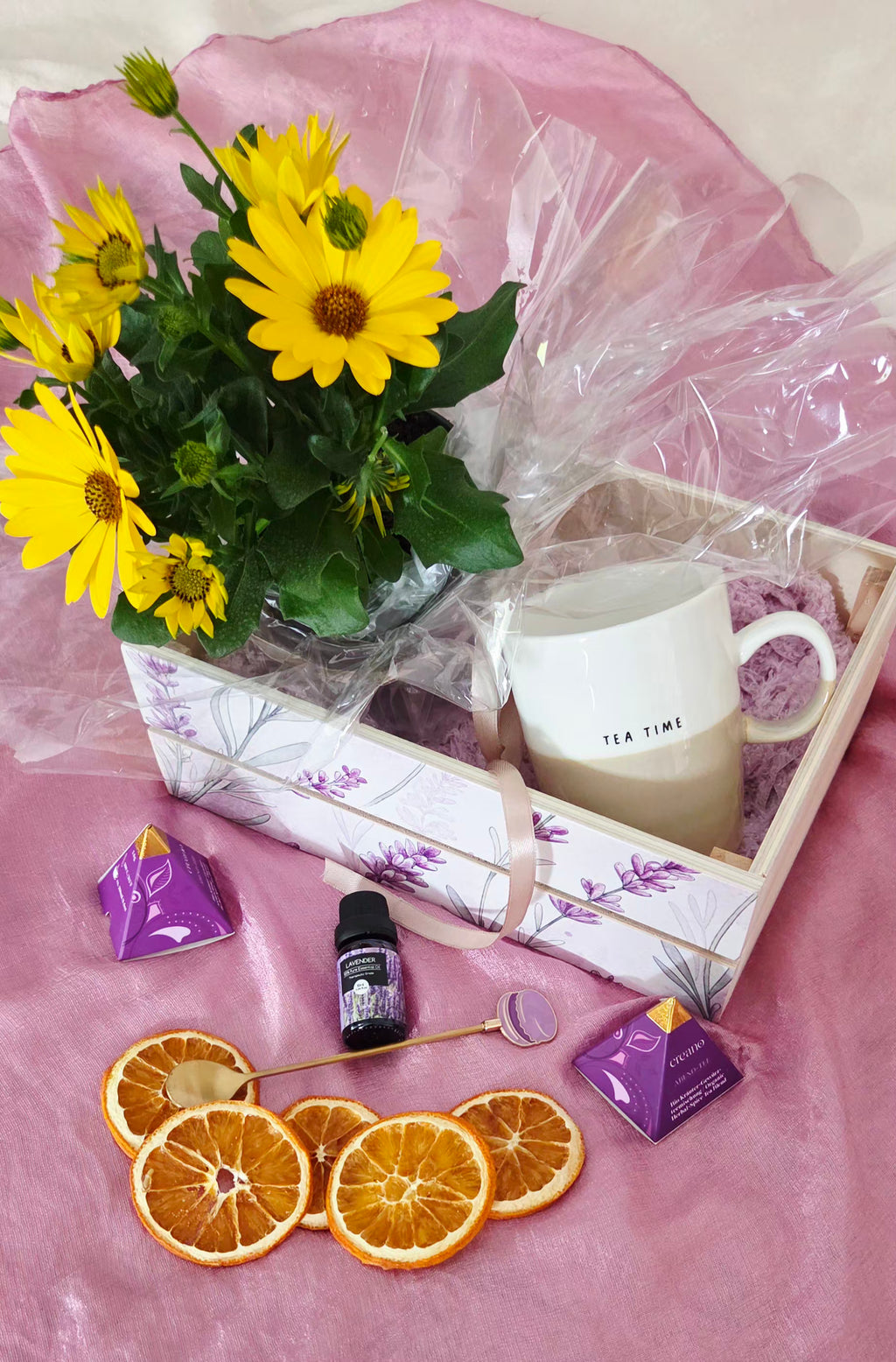 Personalized Wooden Gift Box with Plant & Self-Care Essentials
