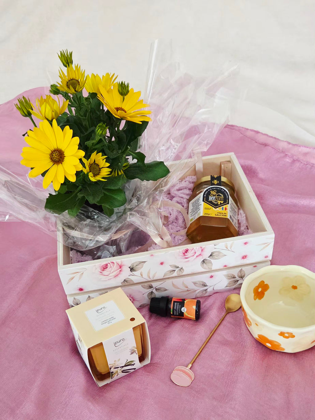 Personalized Wooden Gift Box with Plant & Self-Care Essentials