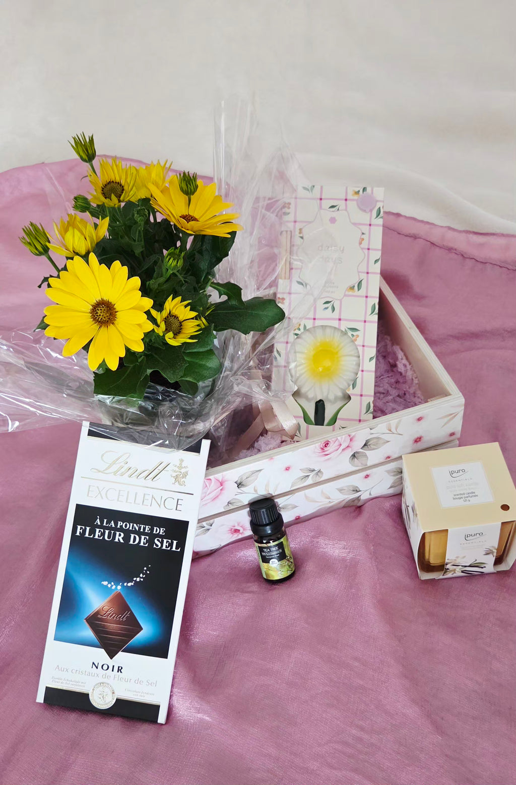 Personalized Wooden Gift Box with Plant & Self-Care Essentials
