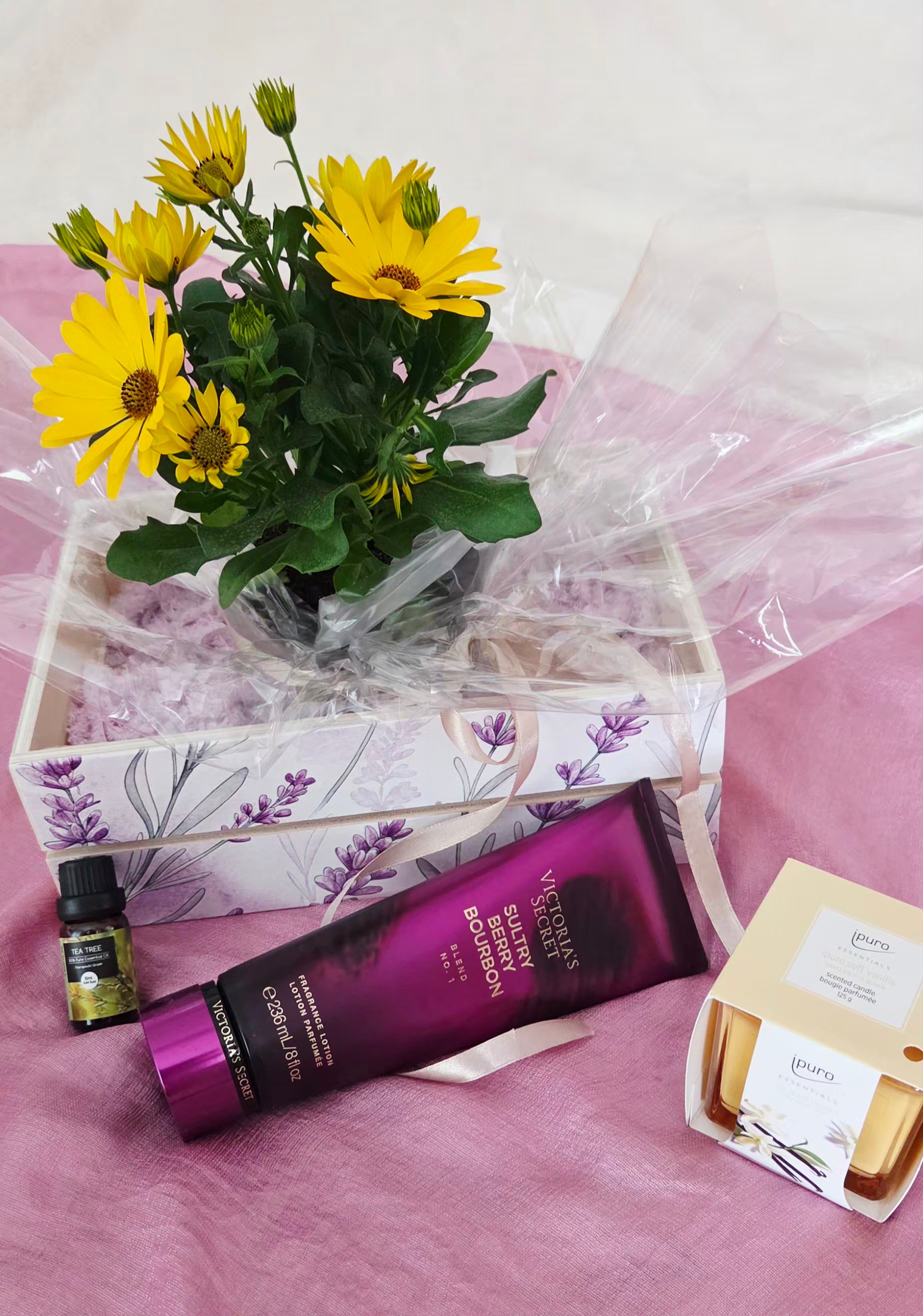 Personalized Wooden Gift Box with Plant & Self-Care Essentials