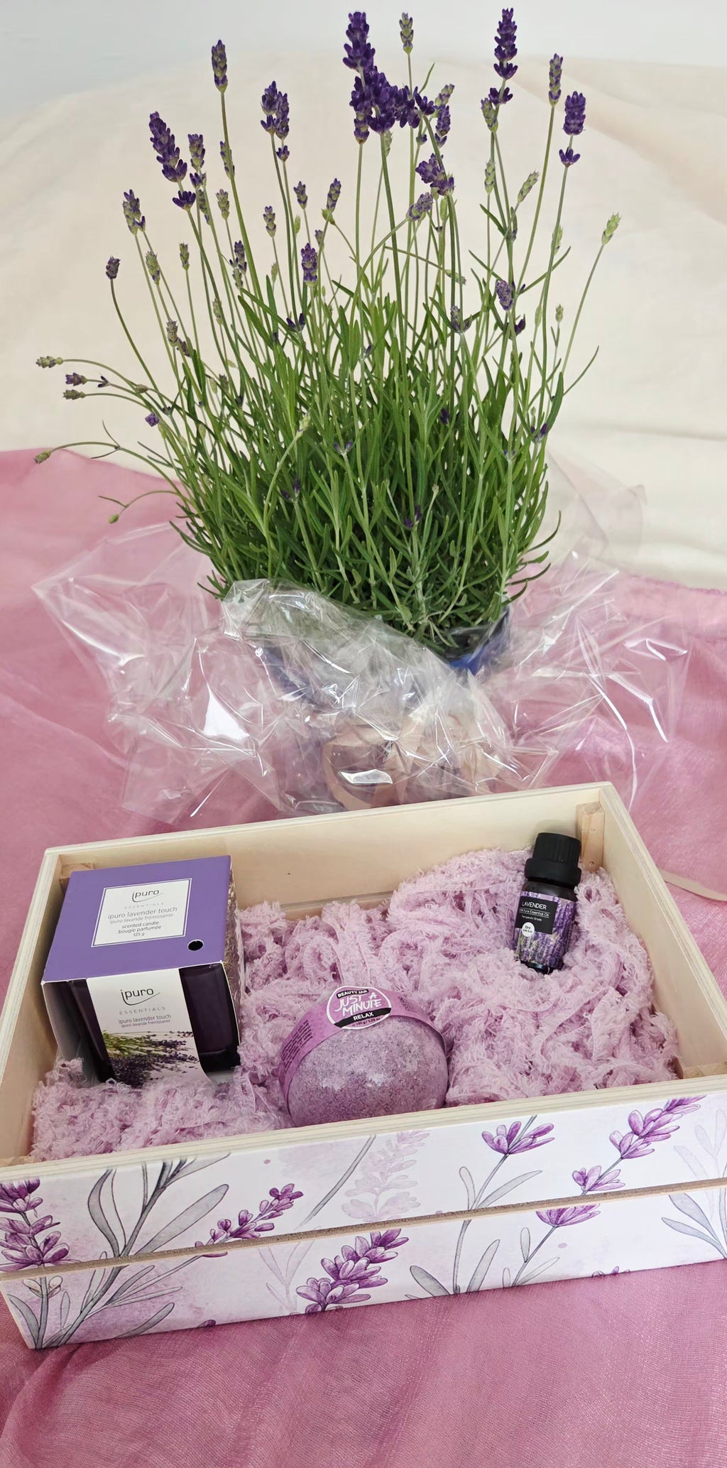 Personalized Wooden Gift Box with Plant & Self-Care Essentials