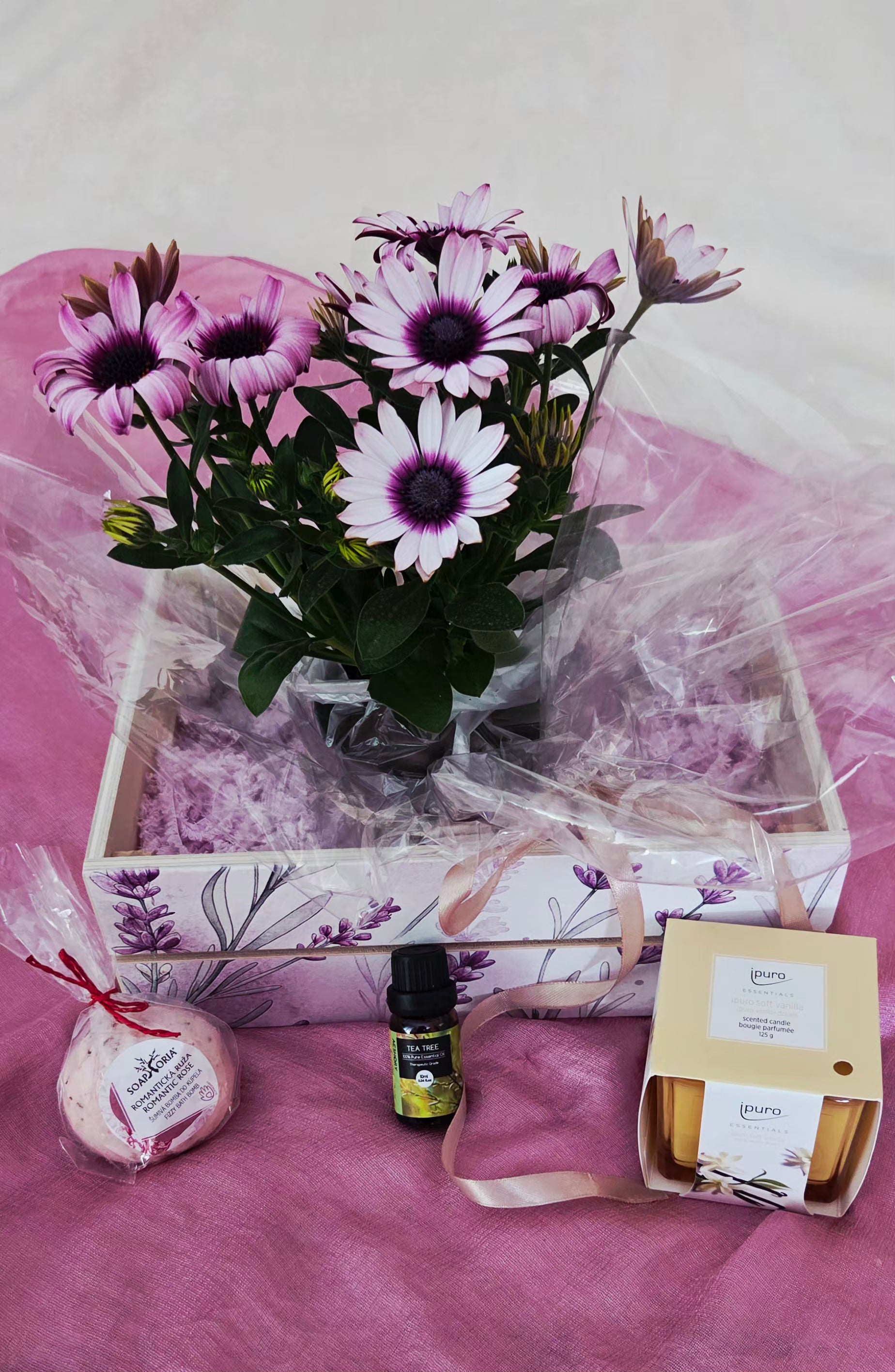 Personalized Wooden Gift Box with Plant & Self-Care Essentials
