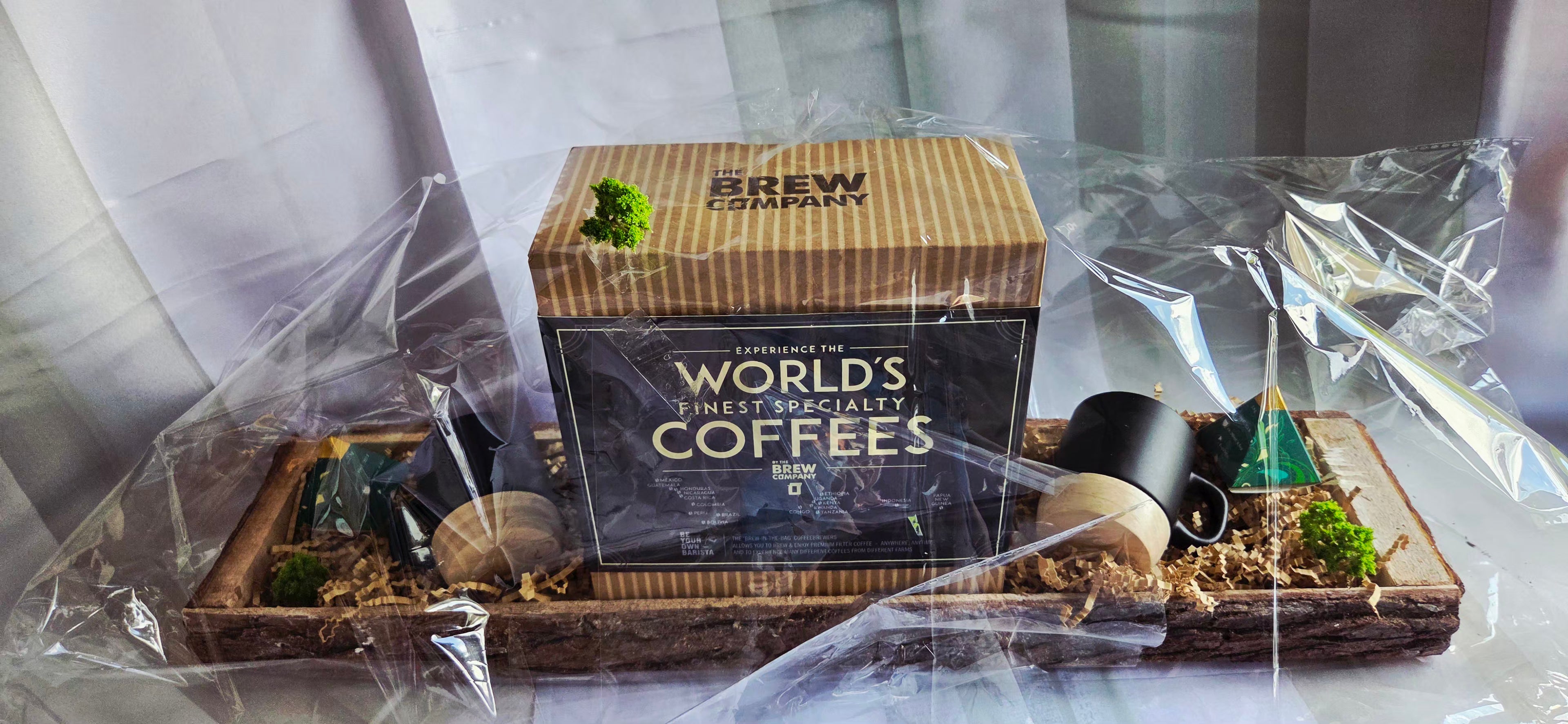 World Coffee Experience on Natural Wood
