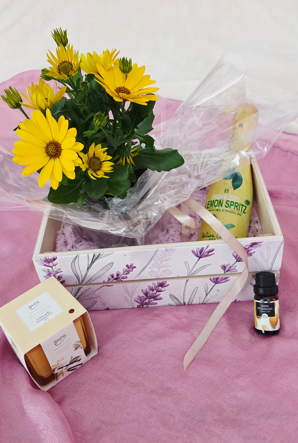 Personalized Wooden Gift Box with Plant & Self-Care Essentials